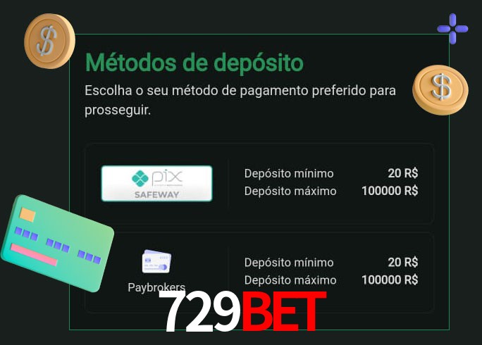 O cassino 729bet oferece uma grande variedade de métodos de pagamento